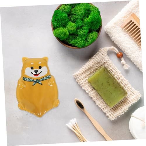 Amosfun Self Draining Dog Shape Ceramic Soap Holder