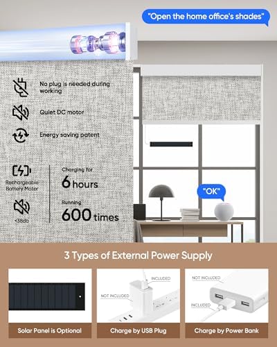 Kincmo Motorized Blinds with Remote - Mist Ash Grey 1