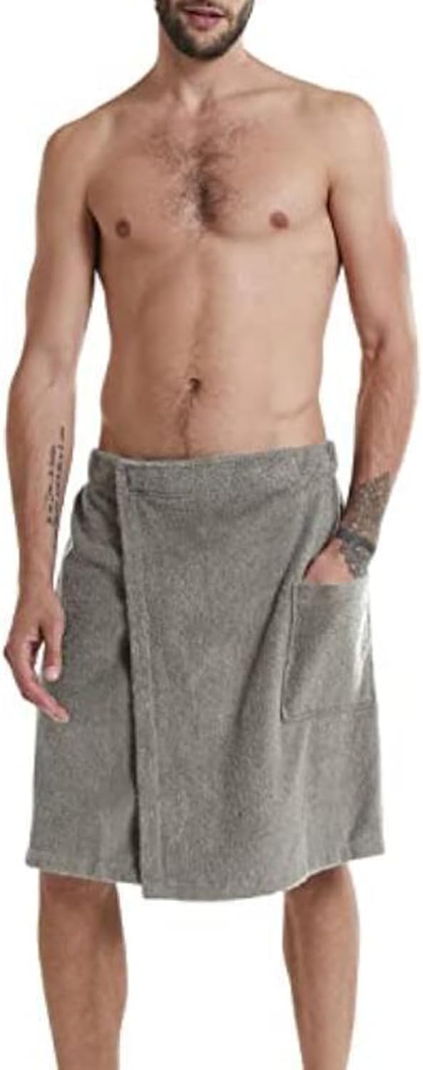 Men Boys Bath Towel Elastic Adjustable Wrap Wraparound with Pocket
