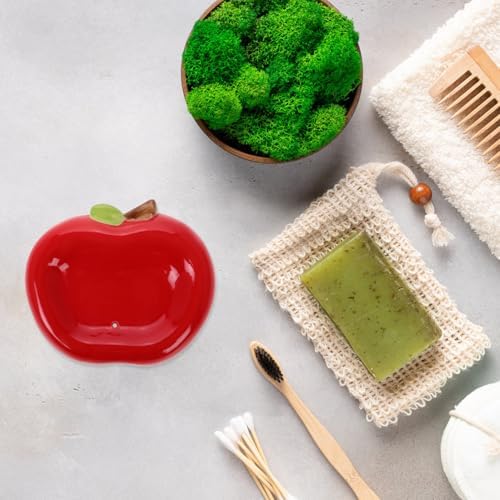 Ceramic Apple Soap Holder with Drainage Tray 1