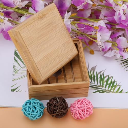2-Pack Wooden Soap Holder with Lid for Bathroom