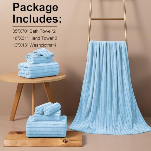 Mistyrose Blue Towel Set - 8 Pack Microfiber Bath Towels