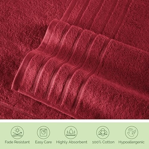 Elegant Comfort 4 Lines Viscose Stripe 6-Piece Towel Set - Burgundy 1