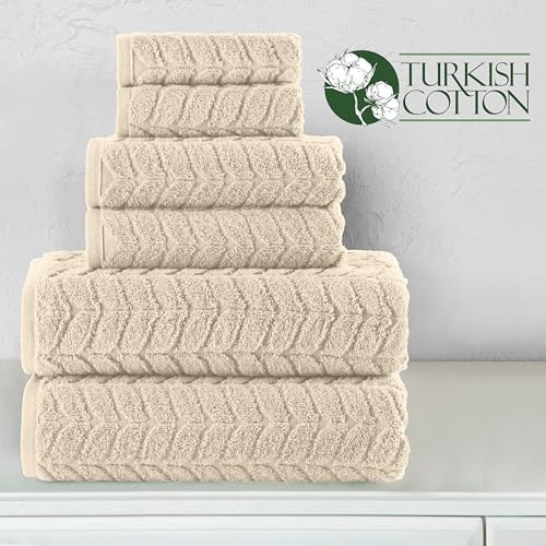 Elegant Comfort Turkish Cotton Towel Set Ivory 6-Piece