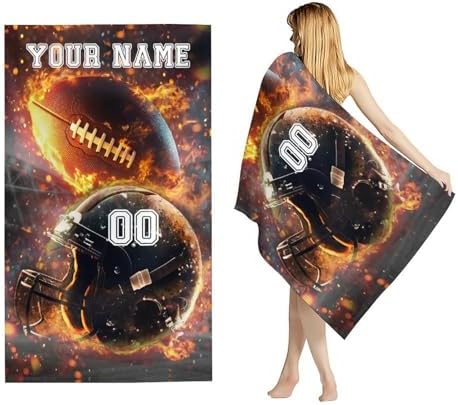 Custom Football Beach Towel for Adults - 40 x 70 Quick Dry Microfiber
