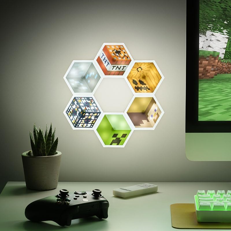 Minecraft LED Hexagon Block Light - Creeper TNT Steve