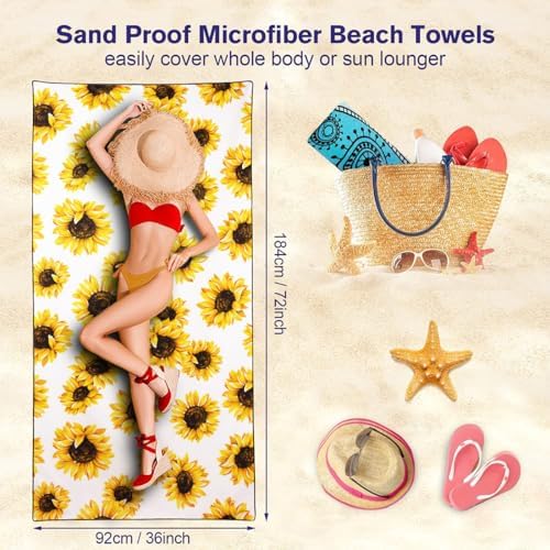 Rstick Sunflower Beach Towel 36x72 Quick Dry Sand-Free 1