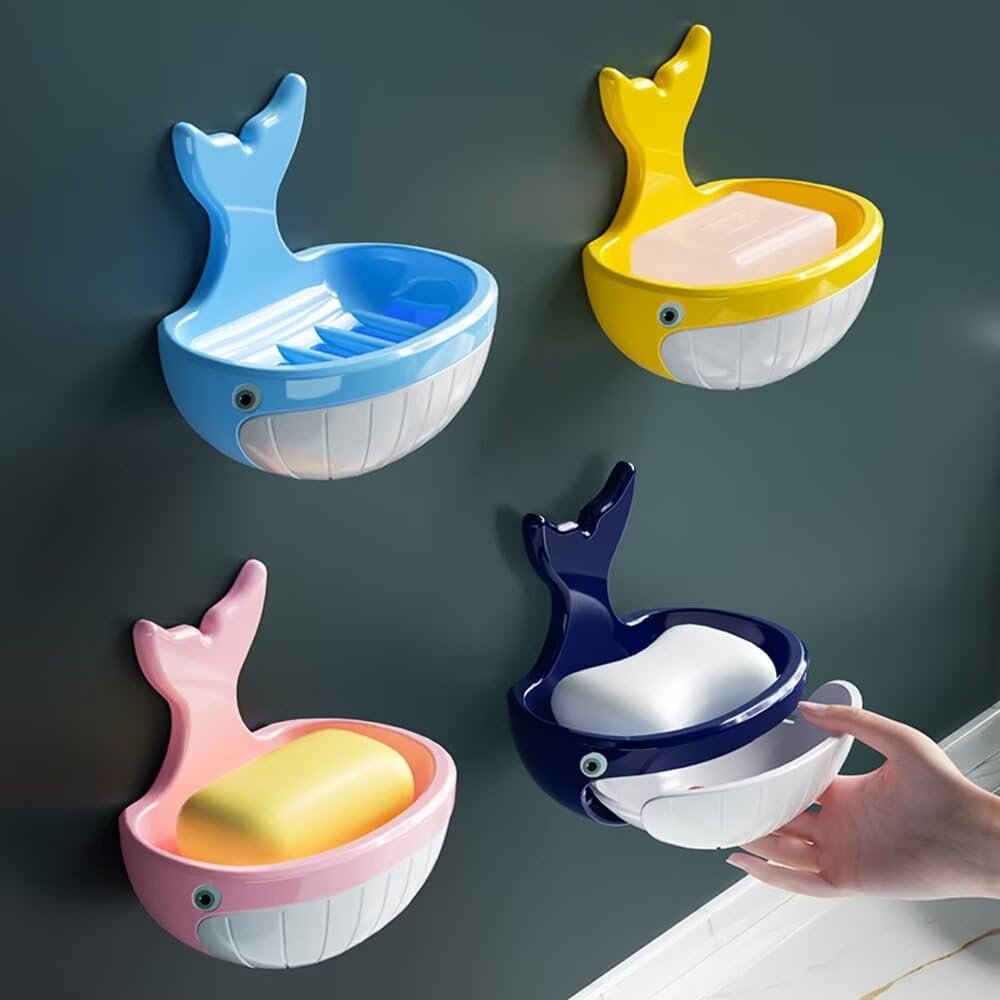 Cute Whale Soap Holder Suction Cup Drill-Free Removable Yellow