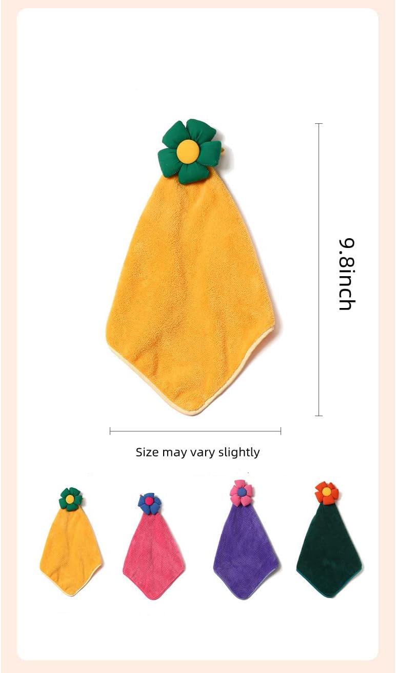 4 Pack Square Flowers Kids Corral Fleece Towels