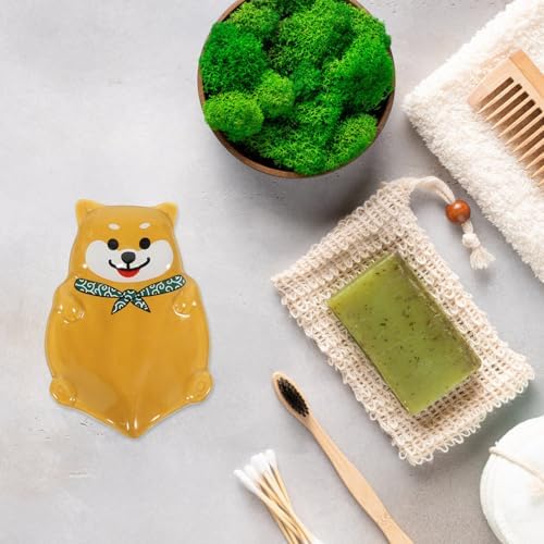 Alipis Ceramic Dog Soap Dish Holder Self Draining