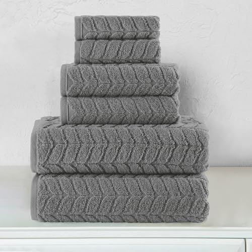 Elegant Comfort 6-Piece Turkish Cotton Towel Set Gray