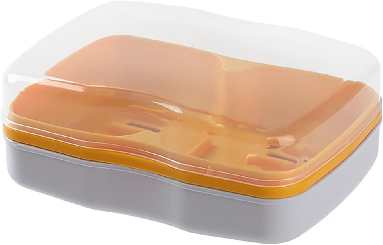 Curfair Soap Dishes Dual Compartments Clear Lid Grey 1