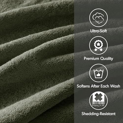 Madison Park 800 GSM Bathroom Towel Set of 8 Olive Green