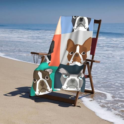 HKHEHOP Boston Terrier Beach Towel