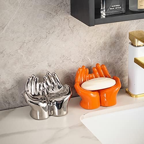 Creative Hands Shape Ceramic Soap Dish Orange
