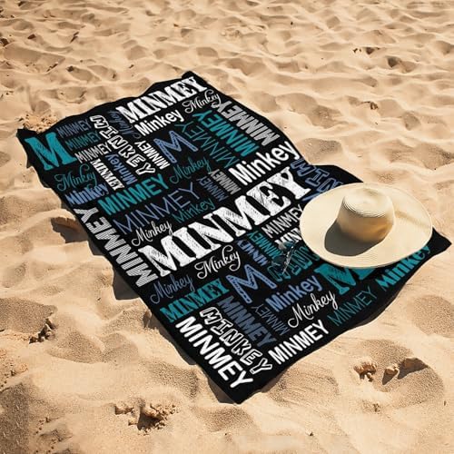 Personalized Beach Towel with Name for Adults Kids