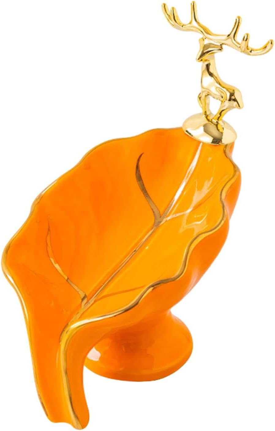 Leaf Shape Ceramic Soap Dish Tray Self Draining Holder