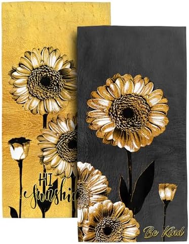 Bapcoku Sunflower Hand Towels Set of 2 1