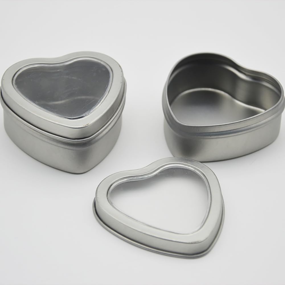 ccHuDE 6 Pcs Heart Shaped Metal Tin Containers for Valentines Day Gifts