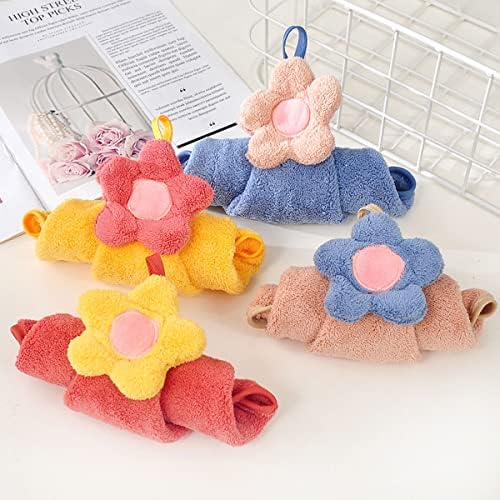 4Pcs Cute Flower Hand Towels with Hanging Loops