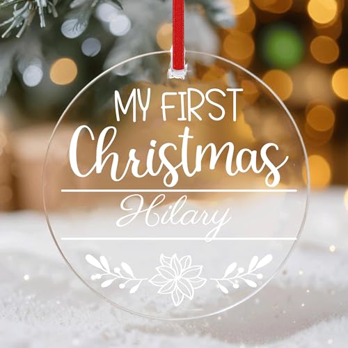 Jasilon Personalized Babys First Christmas Acrylic Ornament