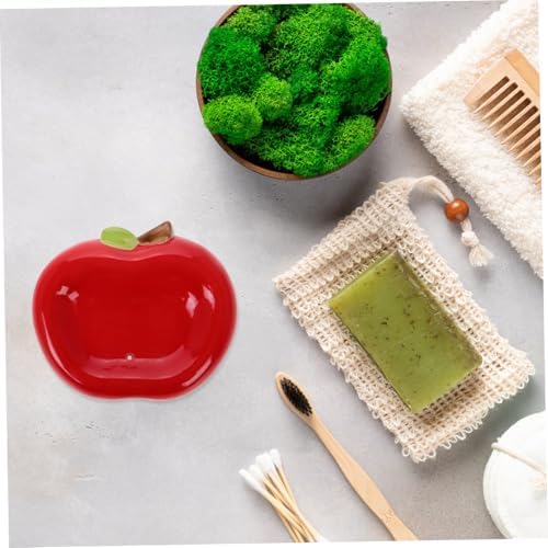 Ceramic Apple Soap Holder with Drainage Tray