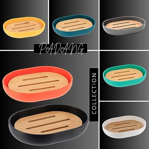 Premium Orange Soap Dish with Bamboo Tray 1