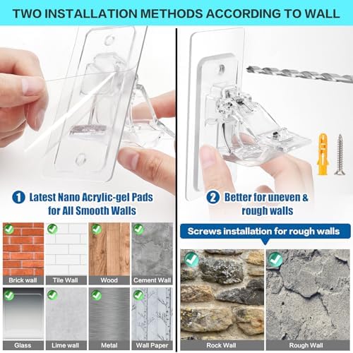 ANDGOO 4 Pack No Drill Curtain Rod Holders with 17 lbs Capacity