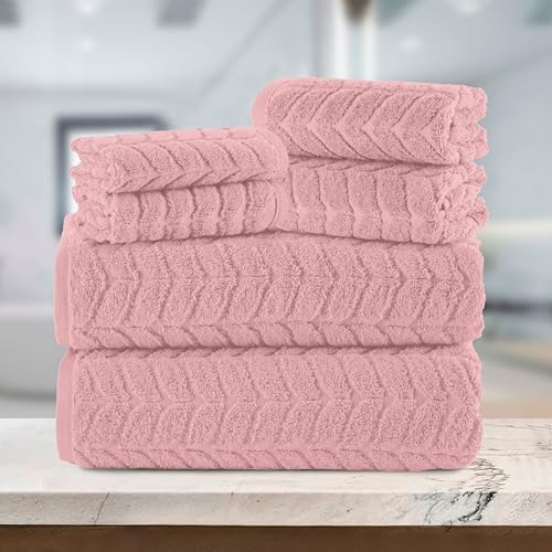 Elegant Comfort Luxury 6-Piece Turkish Cotton Towel Set - Dusty Rose