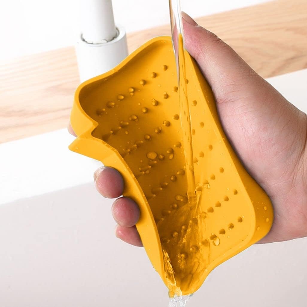 Self Draining Soap Dish Silicone Holder with Drainage Hole Orange