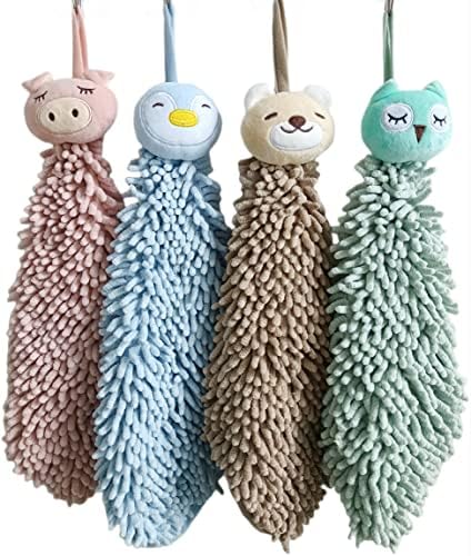 Ivymei 4 Pack Cute Animal Chenille Hand Towels