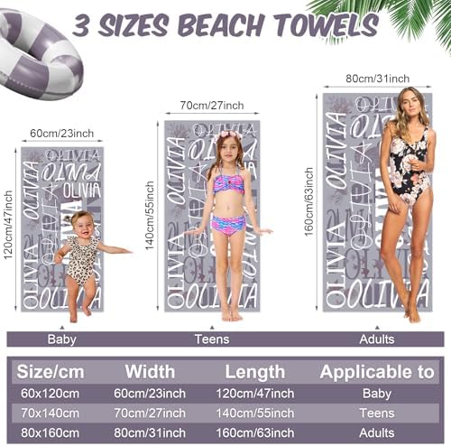 Customized Beach Towel with Name for Kids and Adults