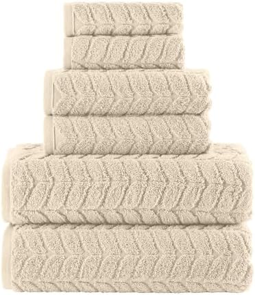 Elegant Comfort Turkish Cotton Towel Set Ivory 6-Piece