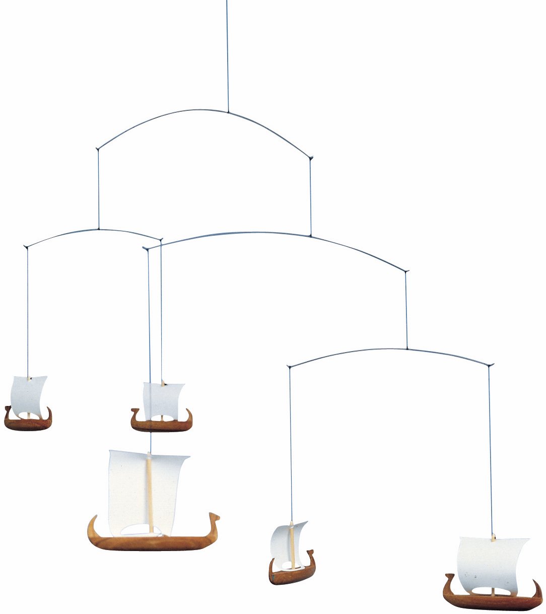 Flensted Mobiles Viking Ships 5 Piece Teak Mobile