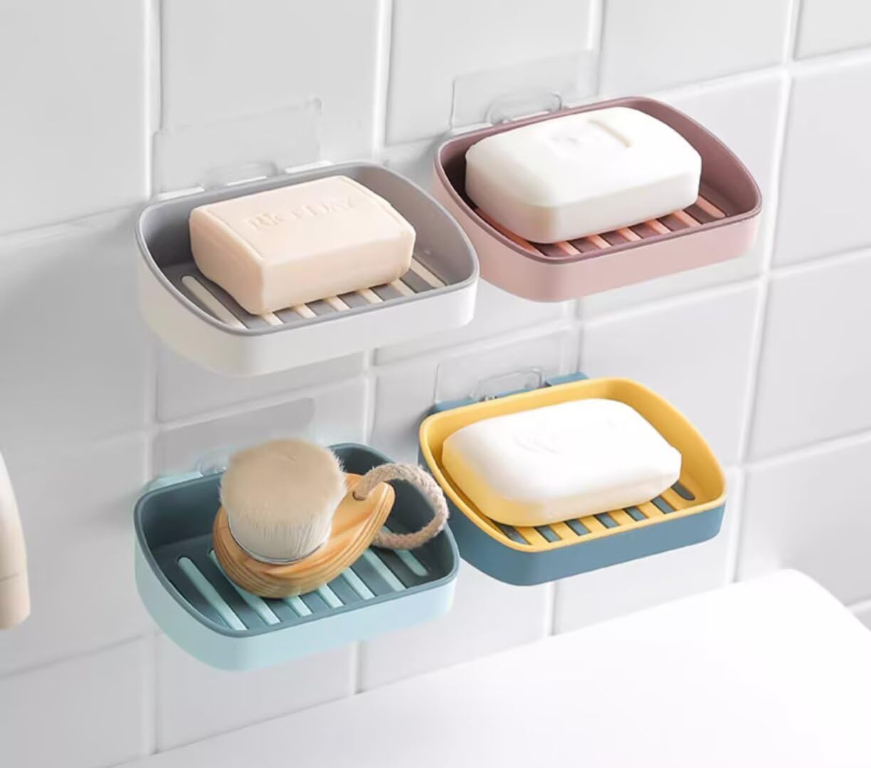 FABEILAI Drainable Soap Dish with Water Tray Yellow