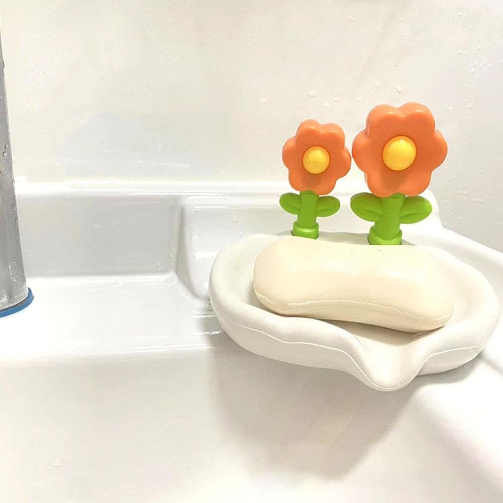 Flower-Shaped Soap Holder with Drainers