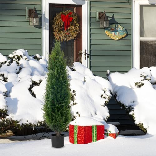 4ft Artificial Cedar Topiary Tree Potted Plants