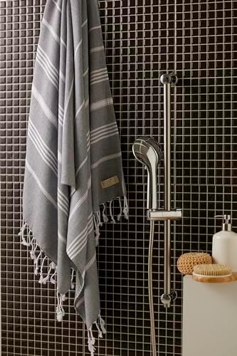 Yazz Turkish Cotton Beach Towel 39x71 in - Anthracite