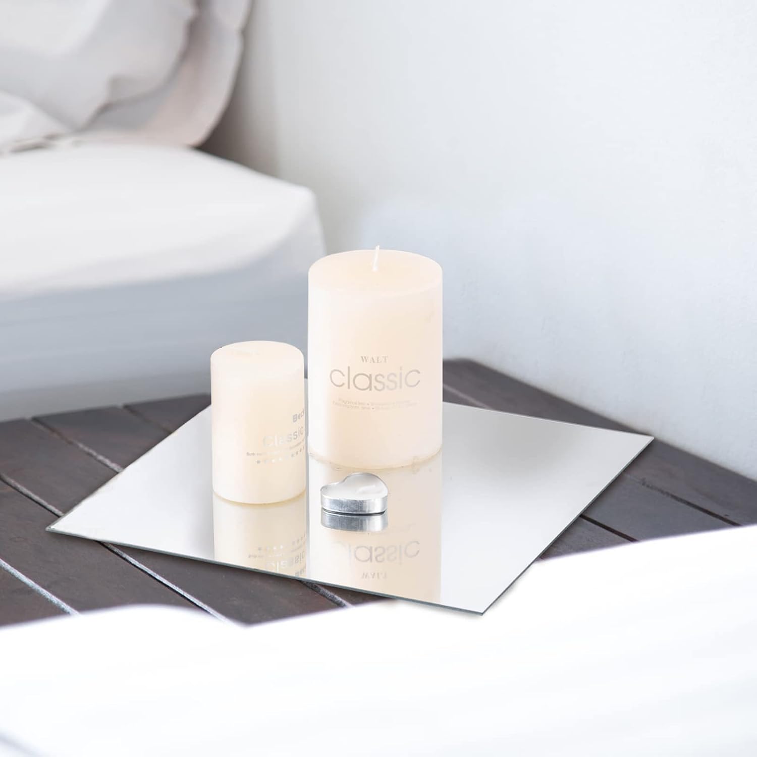VASUHOME 12 Square Mirror Candle Holders Set of 12