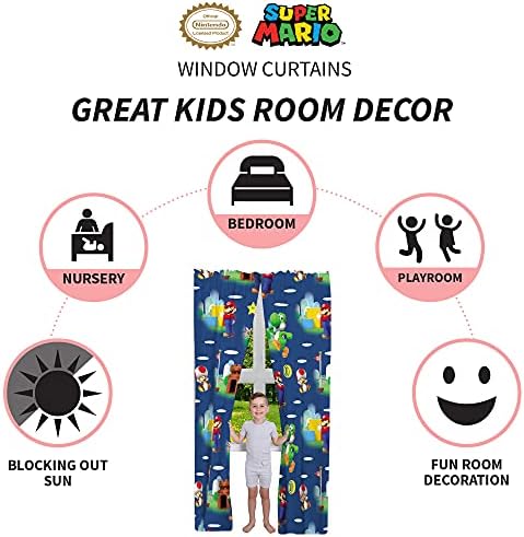 Franco Kids Window Curtains Set Super Mario 82x84