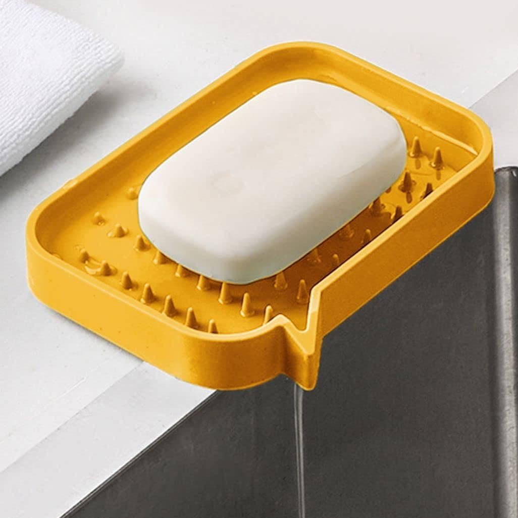 Self Draining Soap Dish Silicone Holder with Drainage Hole Orange