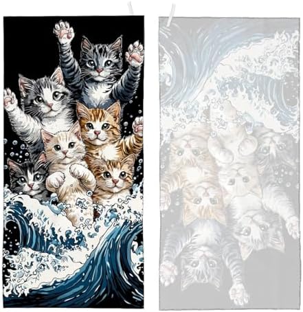 Funny Cat Surfing Fluffy Beach Towel 32x64 Inch