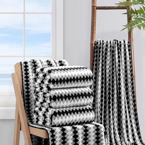 4 Piece Plush Bath Towel Set 35x70 Extra Large