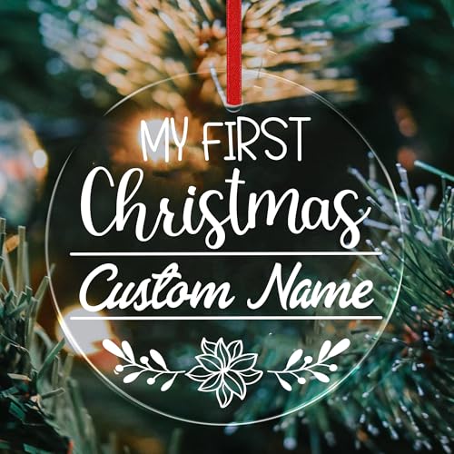 Jasilon Personalized Babys First Christmas Acrylic Ornament
