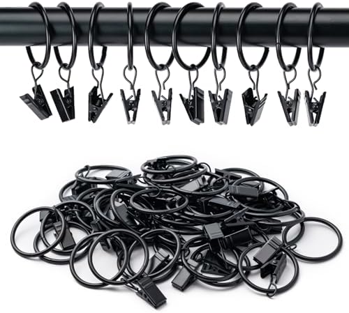 BOOMIBOO 36 Pack Curtain Rings with Clips