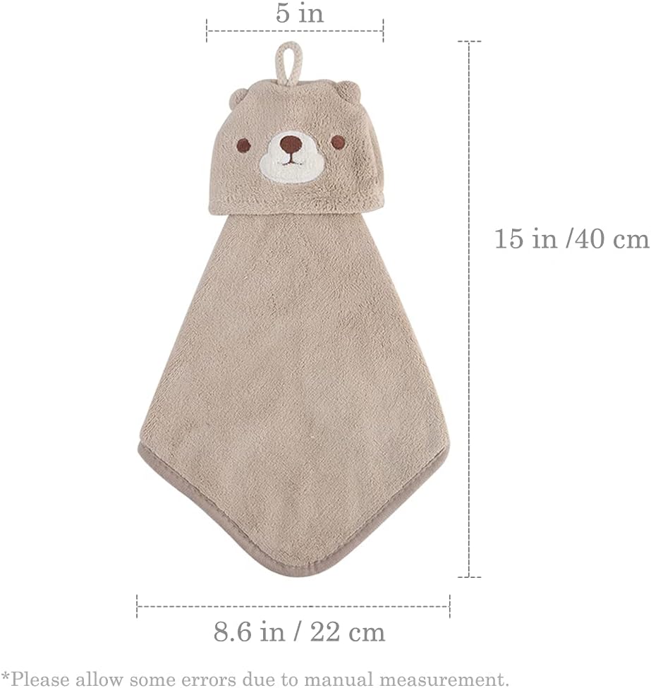 5 Pack Cute Animal Hand Towels with Hanging Loop