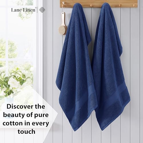 LANE LINEN 4 Pack Bath Towels - 28x54 Navy Blue 1