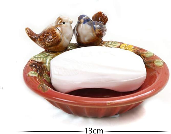 Ornerx 5 Inch Ceramic Bird Soap Dish Holder