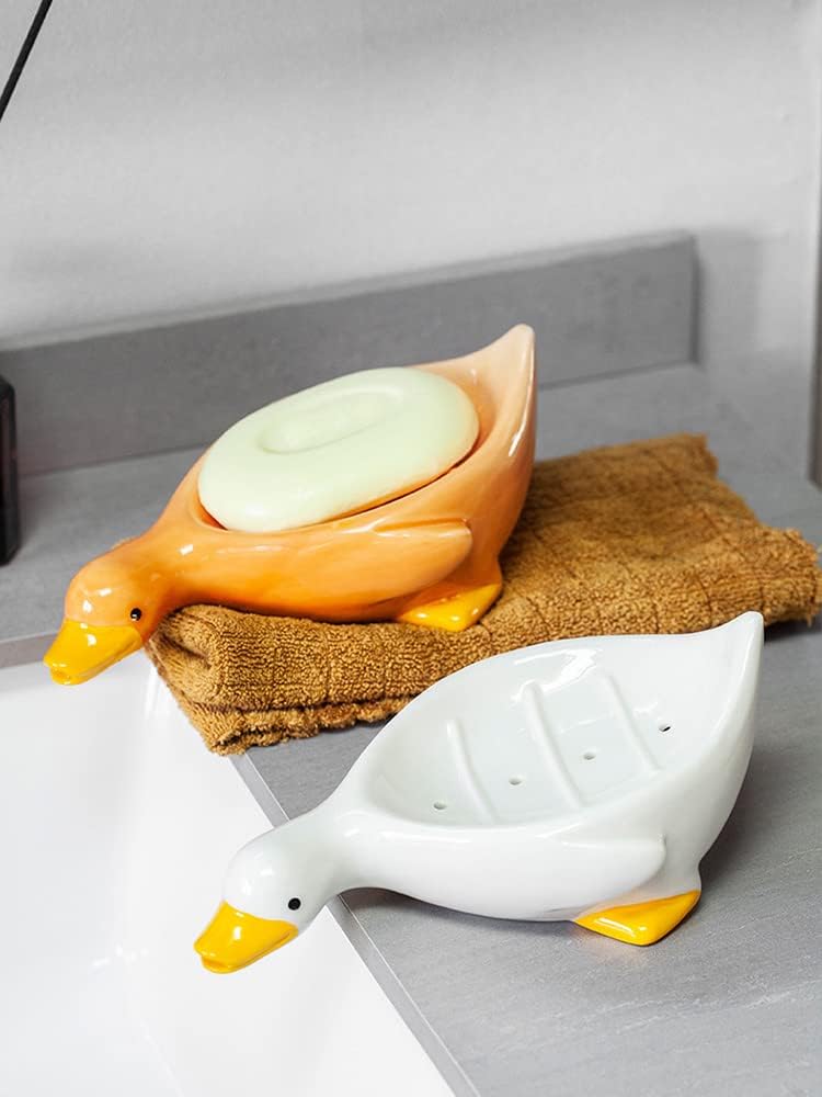 Cute Duck Ceramic Bar Soap Holder for Shower and Kitchen 1