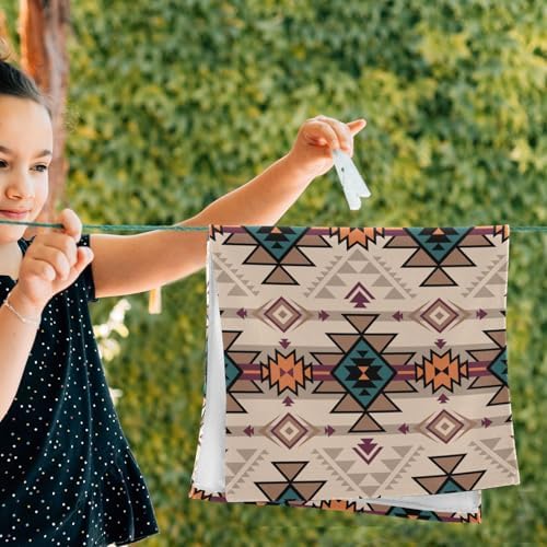 HUAZHIKOU Brown Aztec Hand Towels Set of 2